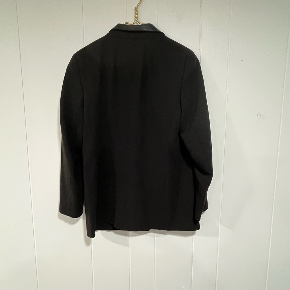 Akris Black Blazer Jacket Leather Collar Snakeskin Trim US 8 IT 44 - Picture 2 of 9